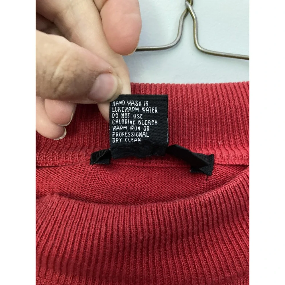Vtg Tulliano Sweater Mens XL Red Silk Cotton Mock Neck Lightweight Knit Pullover
